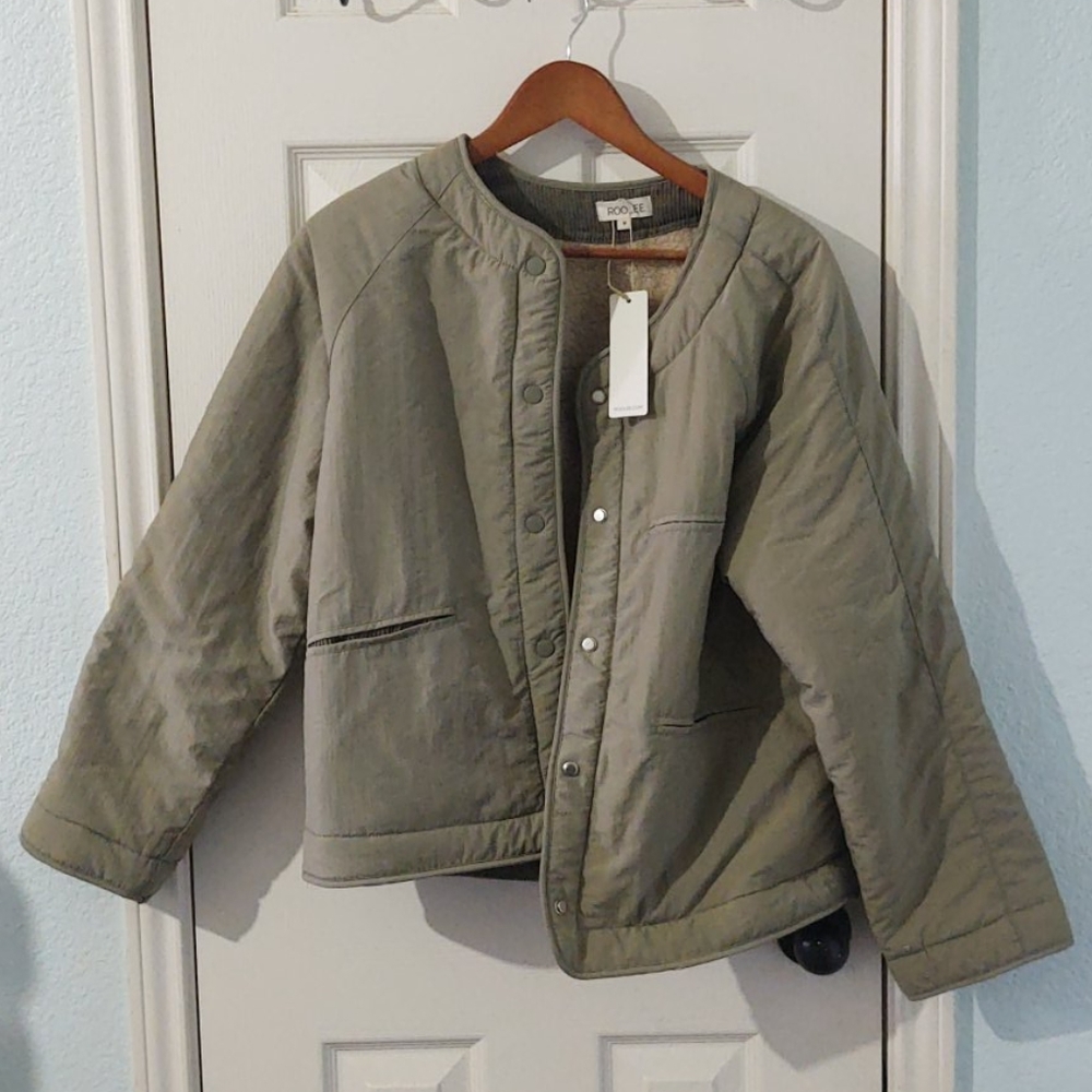 Roolee Olive Green Quilted Puffer Jacket